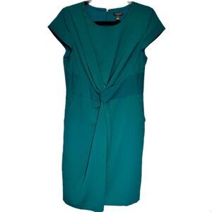 Ann Taylor Twist Front Green Sheath Dress Size 6P